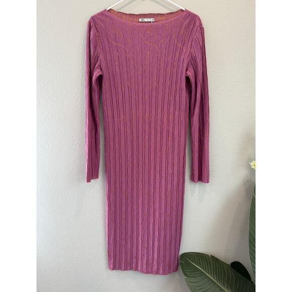 Zara JACQUARD MIDI DRESS NWOT; Women's Medium - Picture 3 of 7